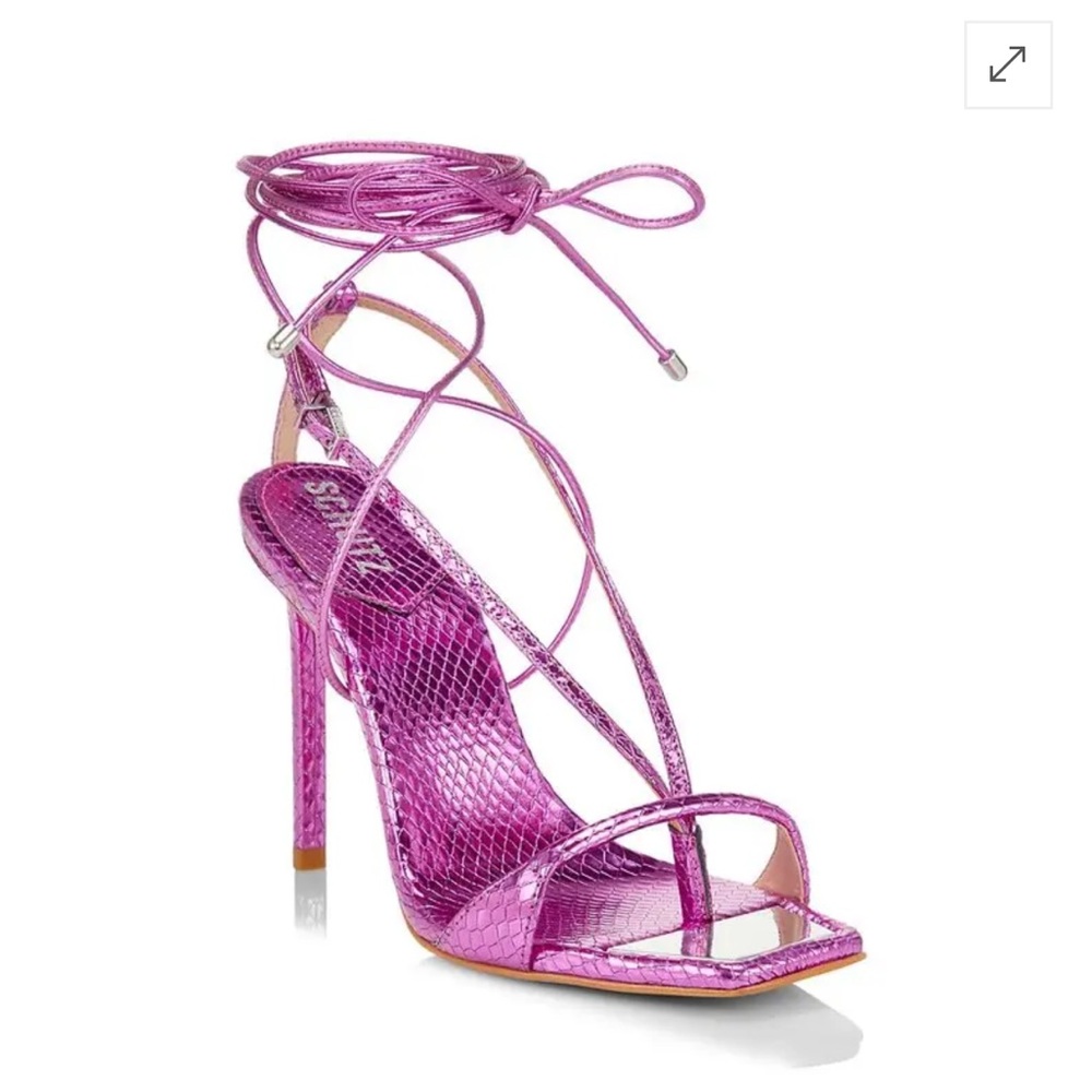 Schutz Vikki Lace-Up Snake-Embossed Stilletos